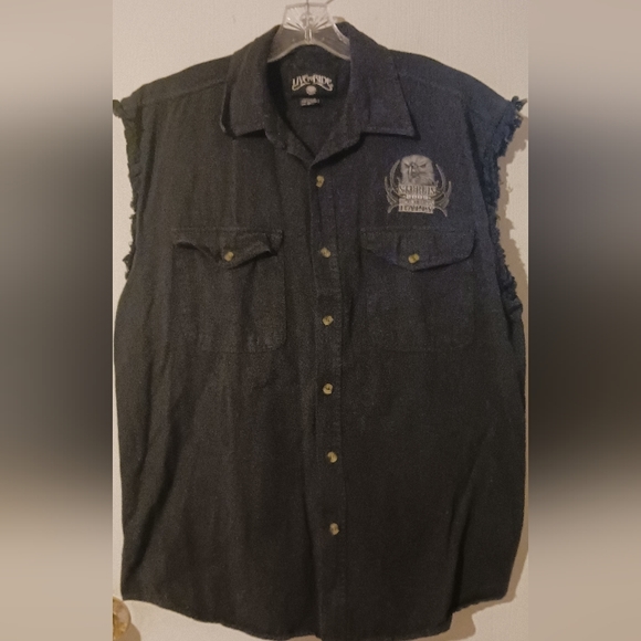 Sturgis Biker‎ Shirt Mens XL Button Up  Black Hills Rally 2009  Cut Off Sleeve - Picture 4 of 9